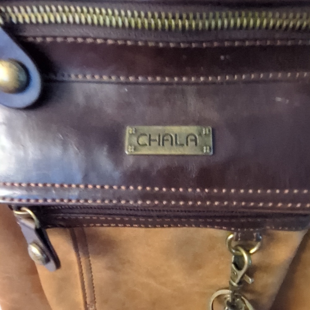 Chala  Shoulder Bag Womens Brown M Crossbody Purse Zip Close Pockets Adjustable - Picture 4 of 11
